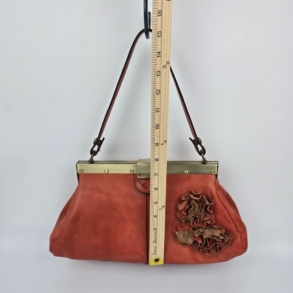 Patricia Nash Floral Leather Frame Clutch Orange Ferraro Handbag Elegant - Picture 10 of 12